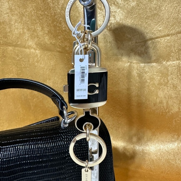 NWT COACH Lock And Key Ring Style C1679 Black And Gold - Picture 6 of 10